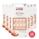 KISS Salon Acrylic Medium Squoval Press-On Nails Nude French (Pack of 36)
