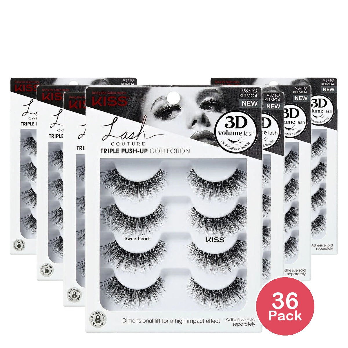 KISS Triple Push-Up False Eyelashes Sweetheart 14mm (Pack of 36)