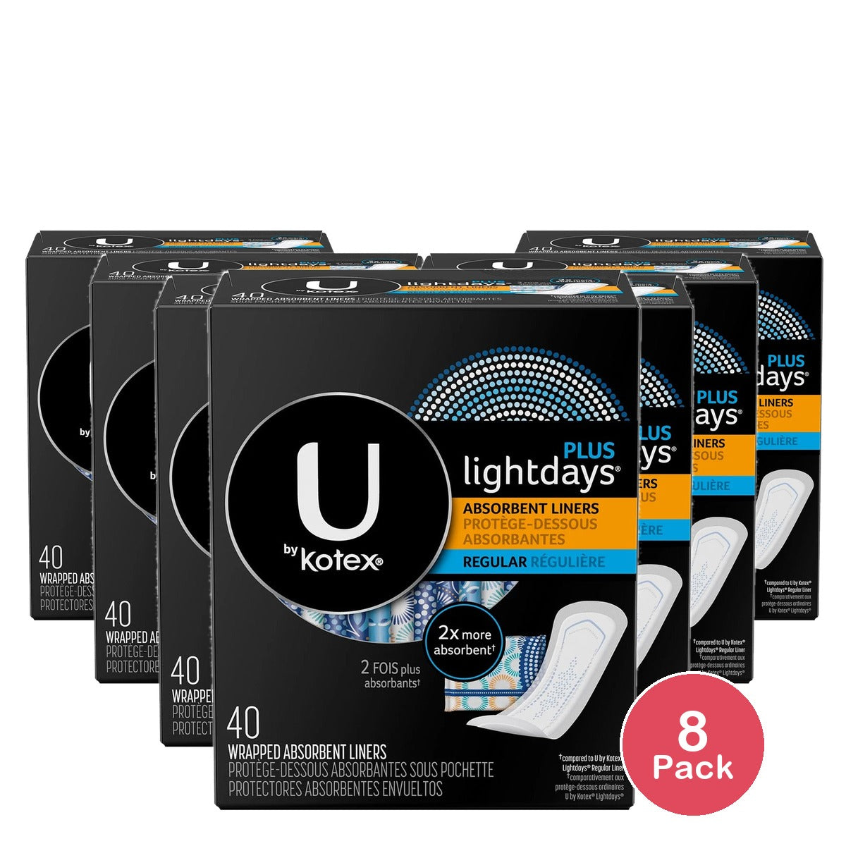 Kotex Balance Wrapped Panty Liners Regular 40 Count (Pack of 8)