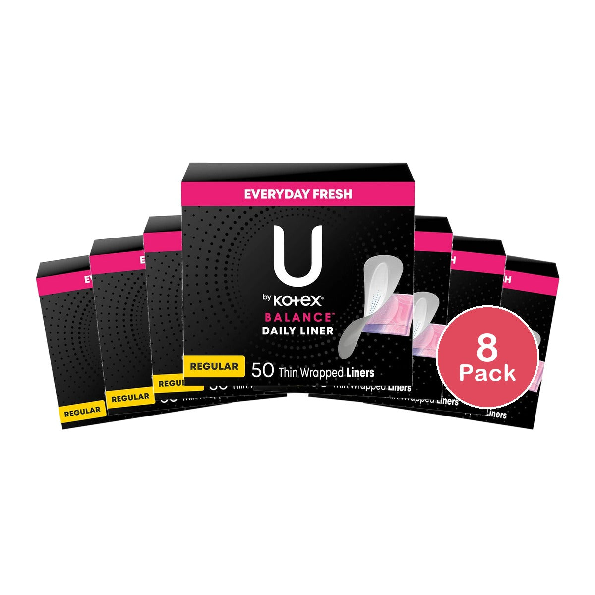 Kotex U Balance Daily Panty Liners 50 Ct (Pack of 8)