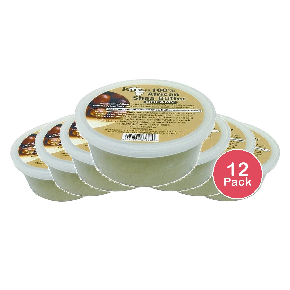 Kuza 100% African Shea Butter Creamy White 8 Oz (Pack of 12)