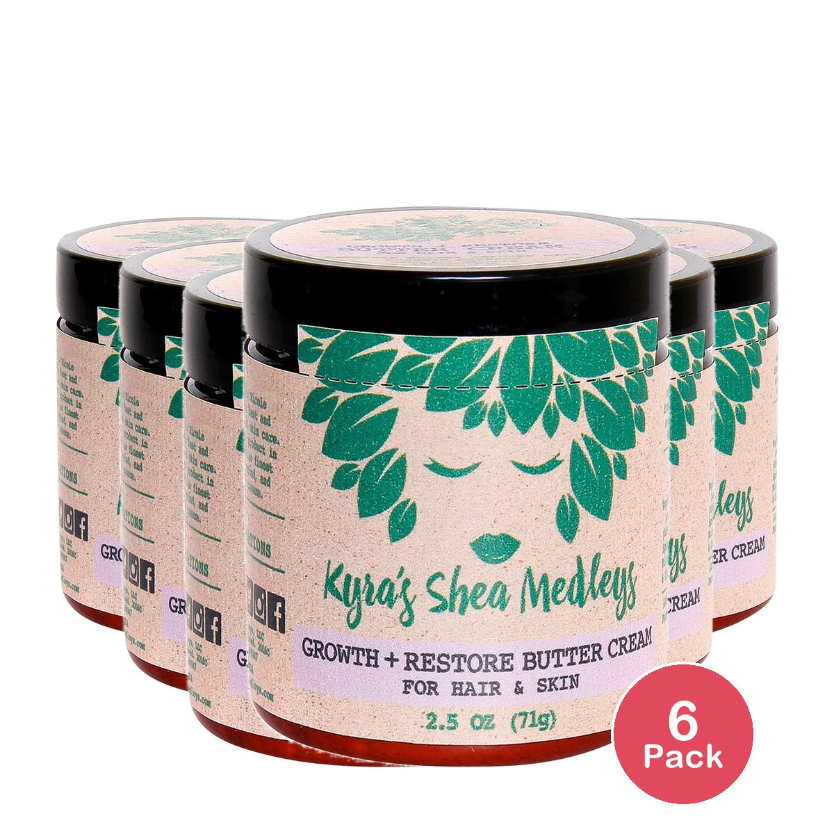 Kyra's Shea Medleys Growth + Restore Butter Cream 2.5 Oz (Pack of 6)