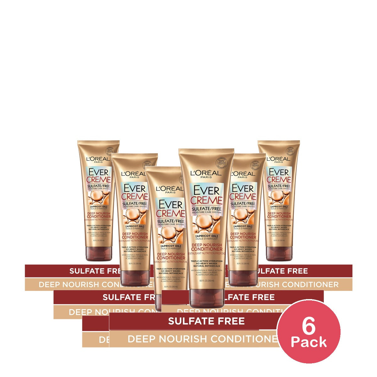 L'Oreal EverCreme Deep Nourish Moisturizing Sulfate Free Conditioner for Dry Ha 8.5 fl oz(Pack of 6)