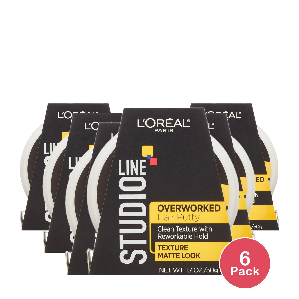 L'Oreal Paris Studio Line Overworked Hair Putty 1.7 Oz (Pack Of 6)