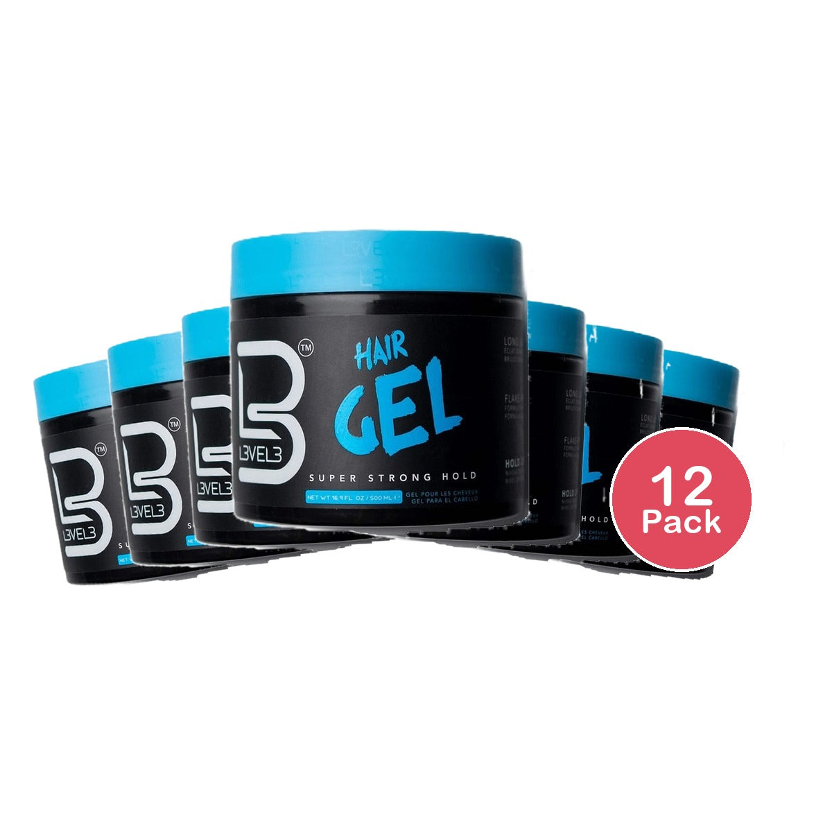 L3VEL3 Hair Styling Gel 16.9 Oz (Pack of 12)
