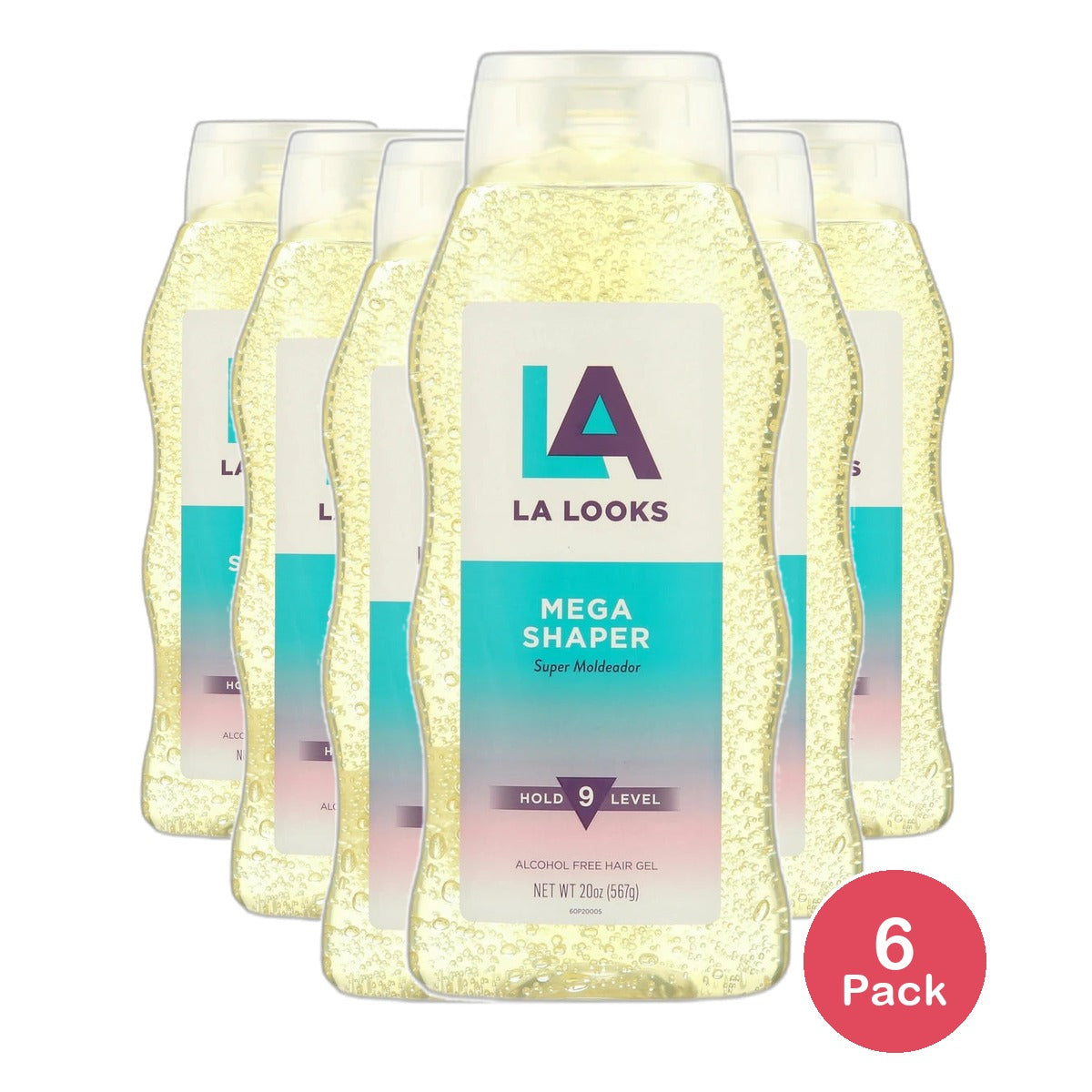 L.A. Looks Mega Shaper Hair Styling Gel 20Oz (Pack of 6)
