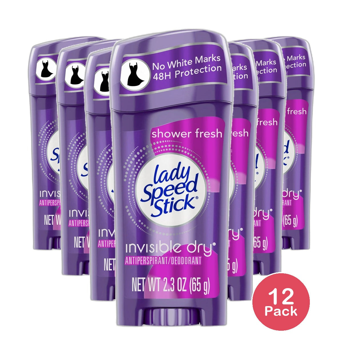 Lady Speed Stick Invisible Dry Antiperspirant And Deodorant Shower Fresh 2.3Oz (Pack of 12)