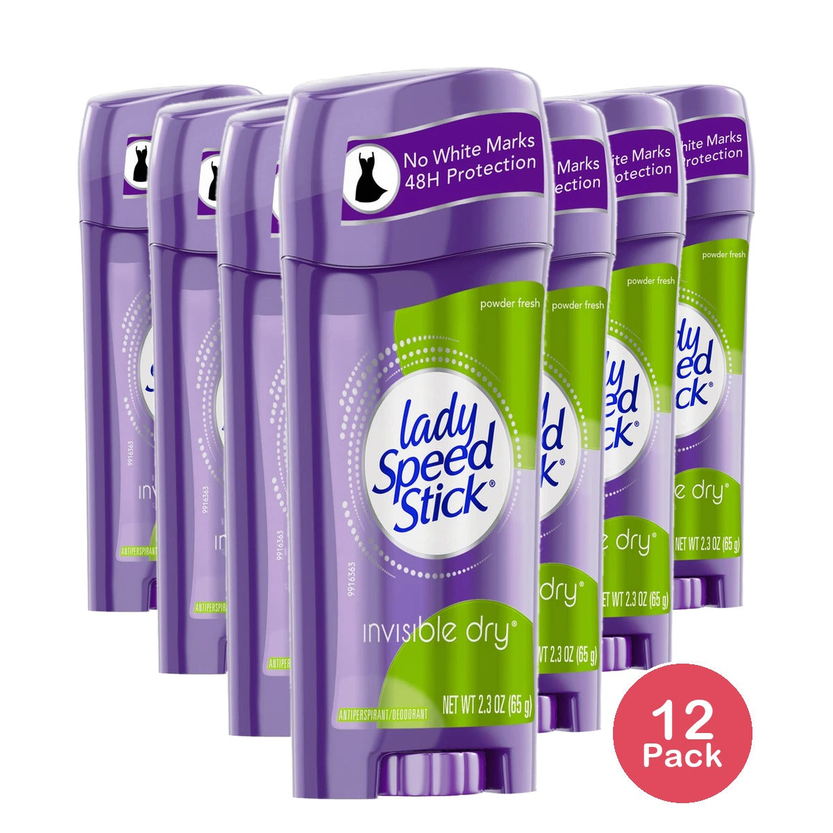Lady Speed Stick Invisible Dry Antiperspirant And Deodorant Stick Powder Fresh2.3Oz (Pack of 12)