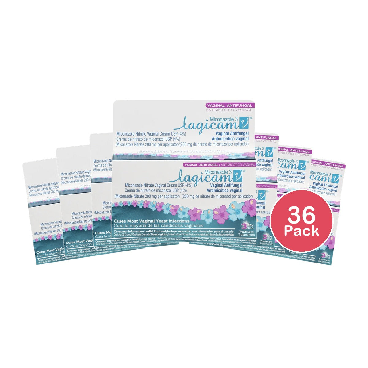 Lagicam Antifungal Miconazole Nitrate 3 Day Vaginal Cream 0.9Oz (Pack of 36)