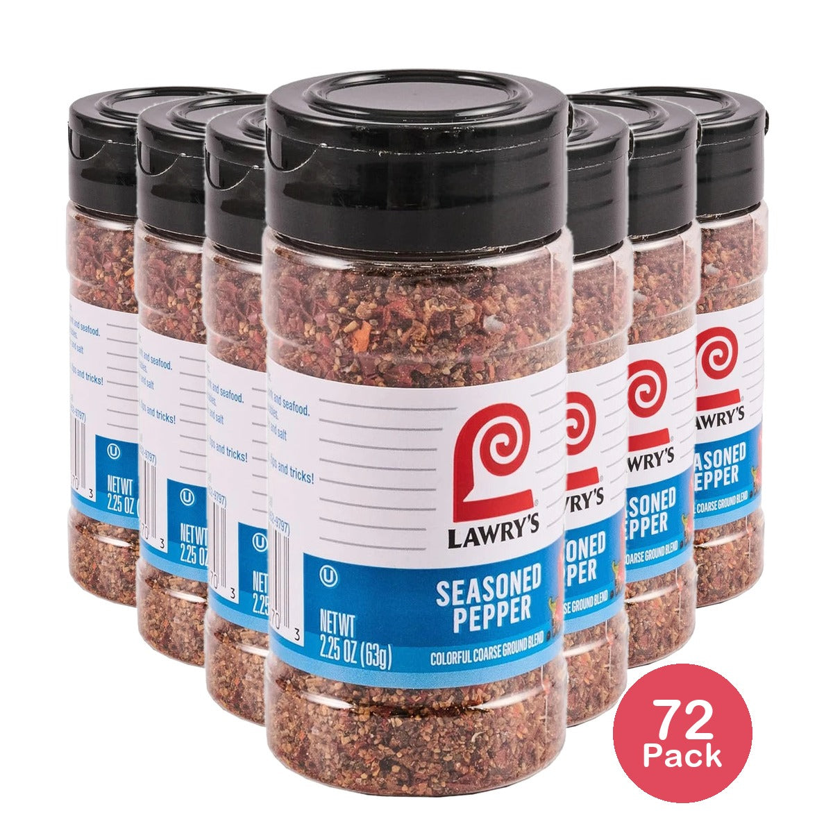 Lawry's Kosher Colorful Coarse Ground Blend Seasoned Pepper, 2.25 Oz (Pack of 72)