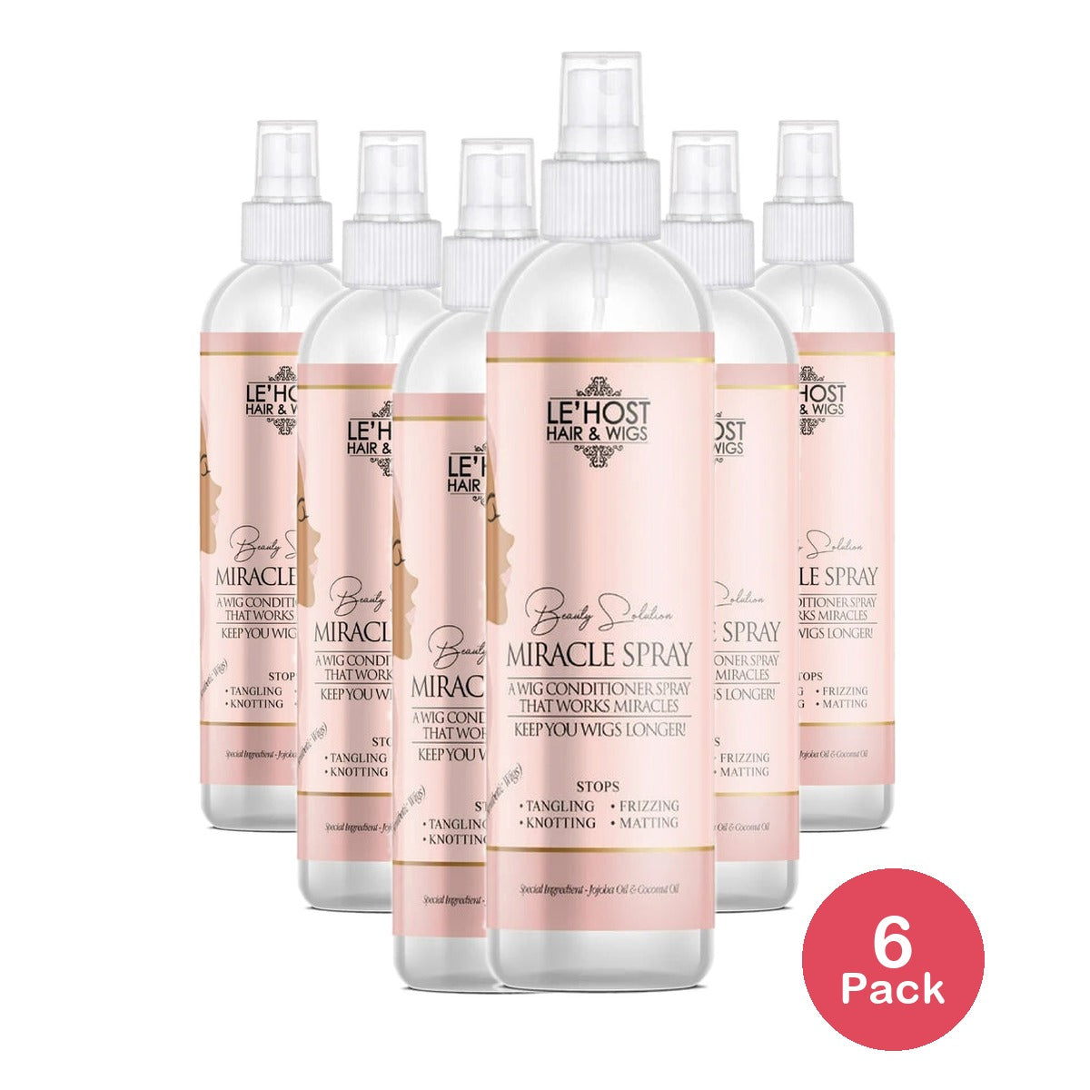 Le Host Hair & Wigs Beauty Solution Miracle Spray Tangle-Free Detangler All Hair 8 Oz (Pack of 6)