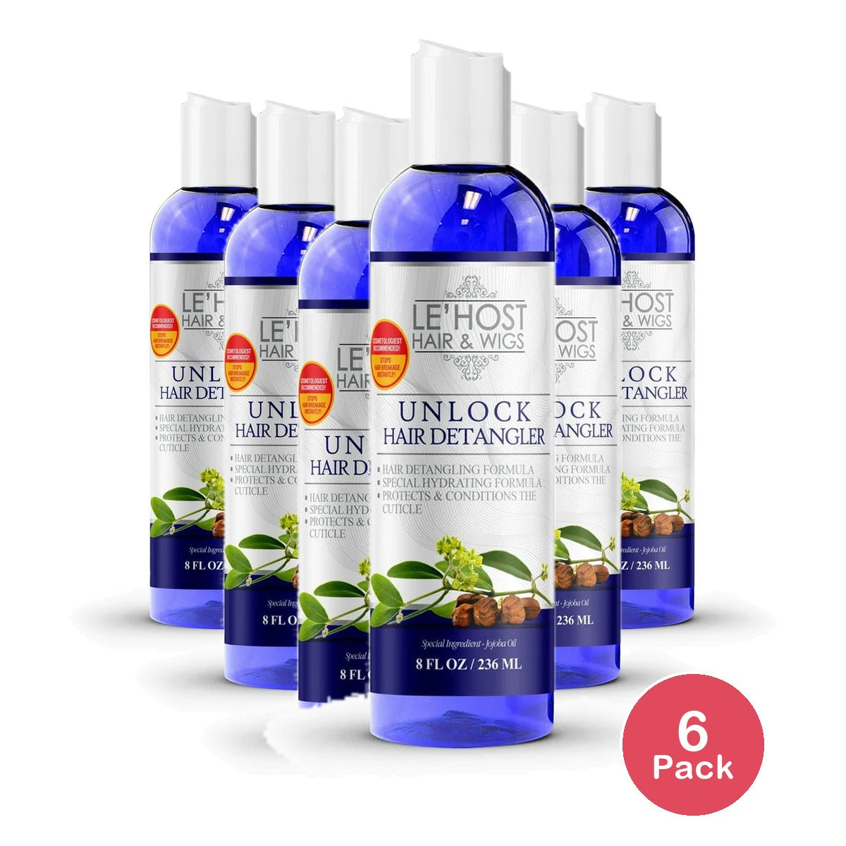 Le’Host Hair & Wigs Unlock Hair Detangler Silky Smooth Instant Hydration and Det 8 Oz (Pack of 6)