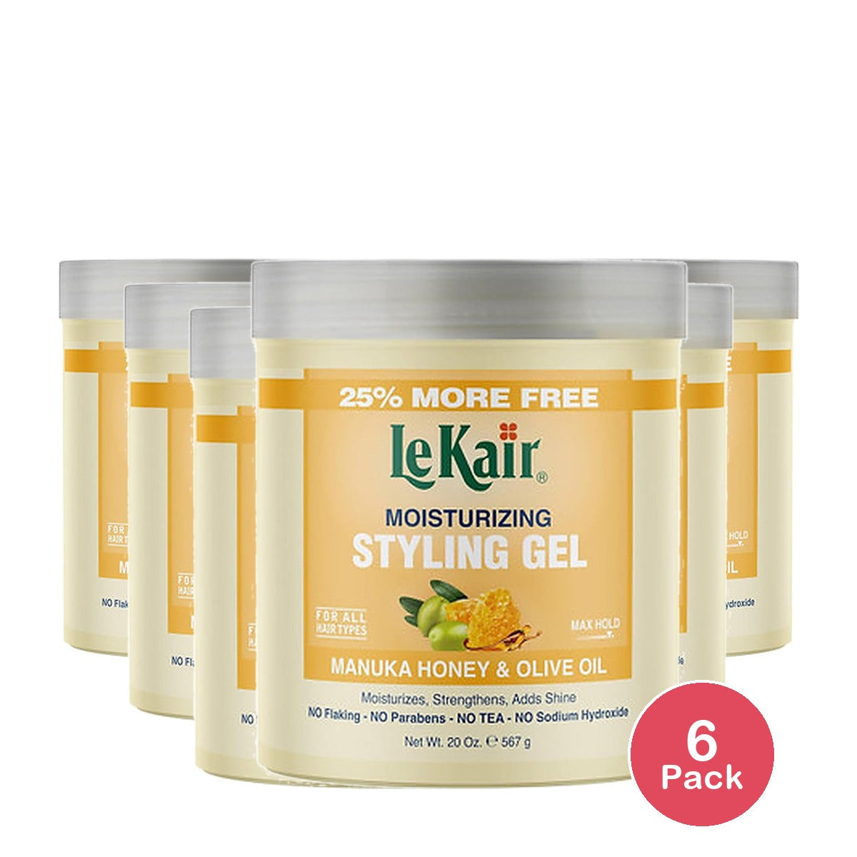 Lekair Style Gel Manuka Olive 20 Oz (Pack of 6)