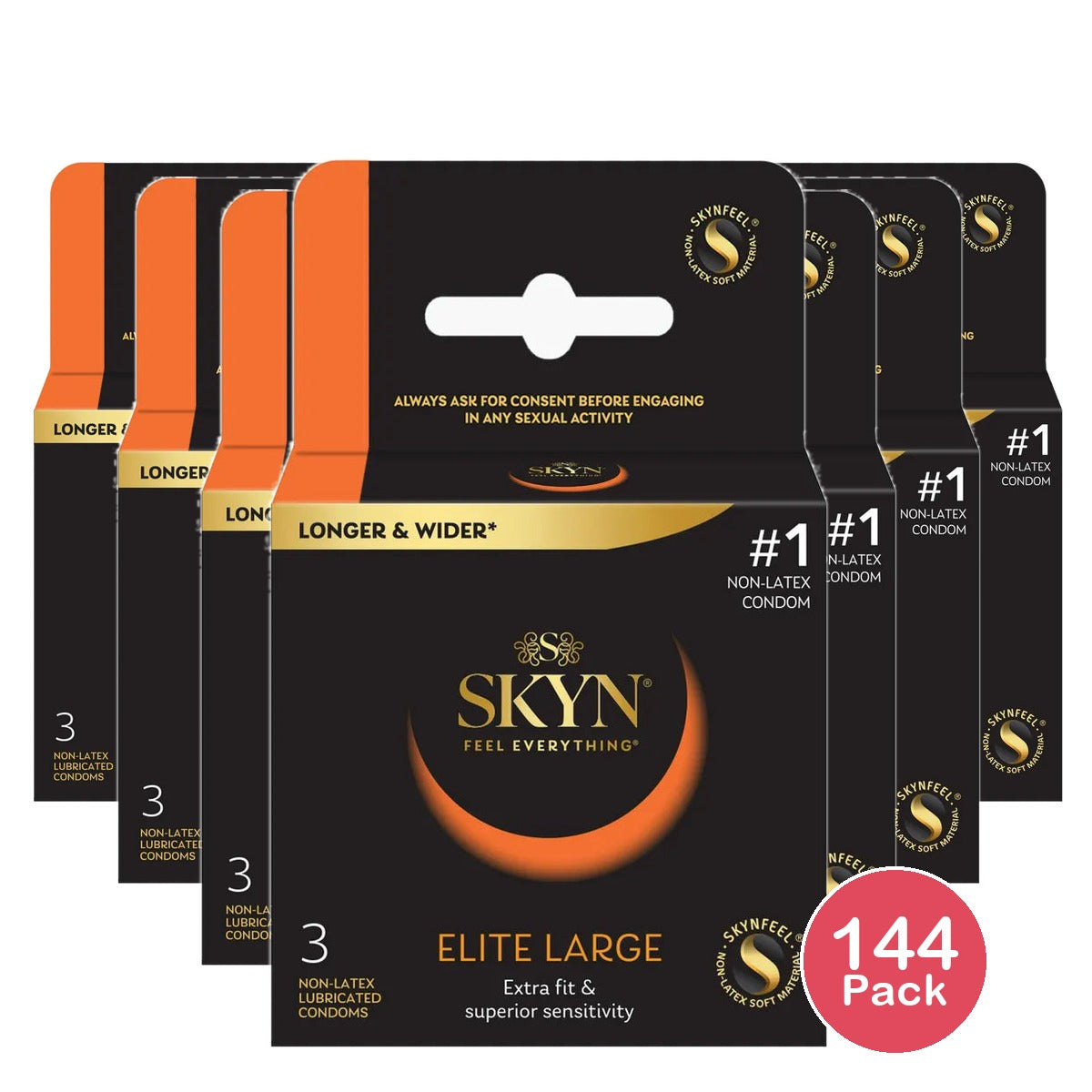 Lifestyles Skyn Non-Latex Lubricated Condoms Large3 ea 0.7oz (Pack of 144)