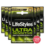 Lifestyles Ultra Sensitive Lubricated Latex Condoms 0.7oz (Pack of 144)