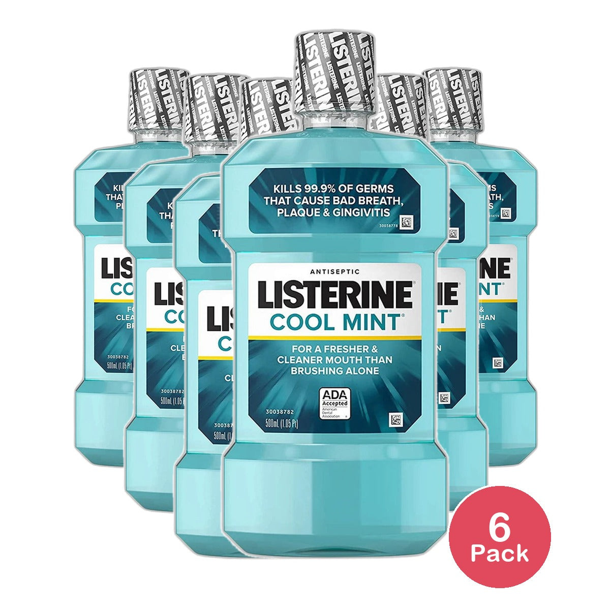 Listerine Antiseptic Cool Mint Mouthwash 33.8Oz (Pack of 6)