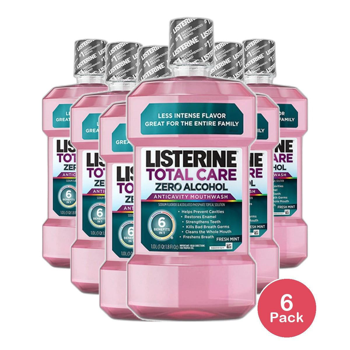 Listerine Total Care Zero Anticavity Mouthwash Fresh Mint Flavour1 Litre 1.8Oz (Pack Of 6)