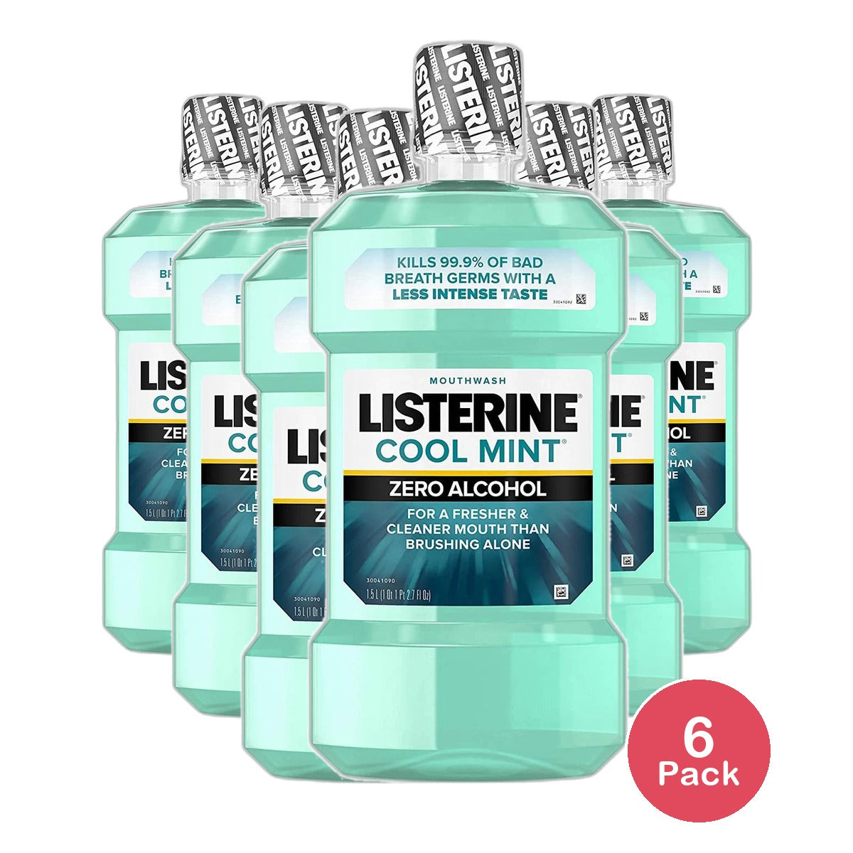 Listerine Zero Clean Mint Mouthwash Alcohol Free 1.5 Ltr 2.70Oz (Pack of 6)