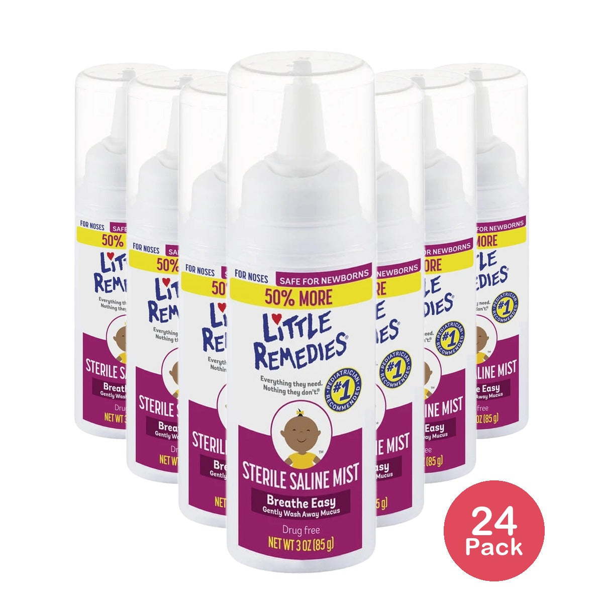 Little Remedies Saline Nasal Mist for Babies Stuffy Noses - 3 fl Oz (Pack of 24)