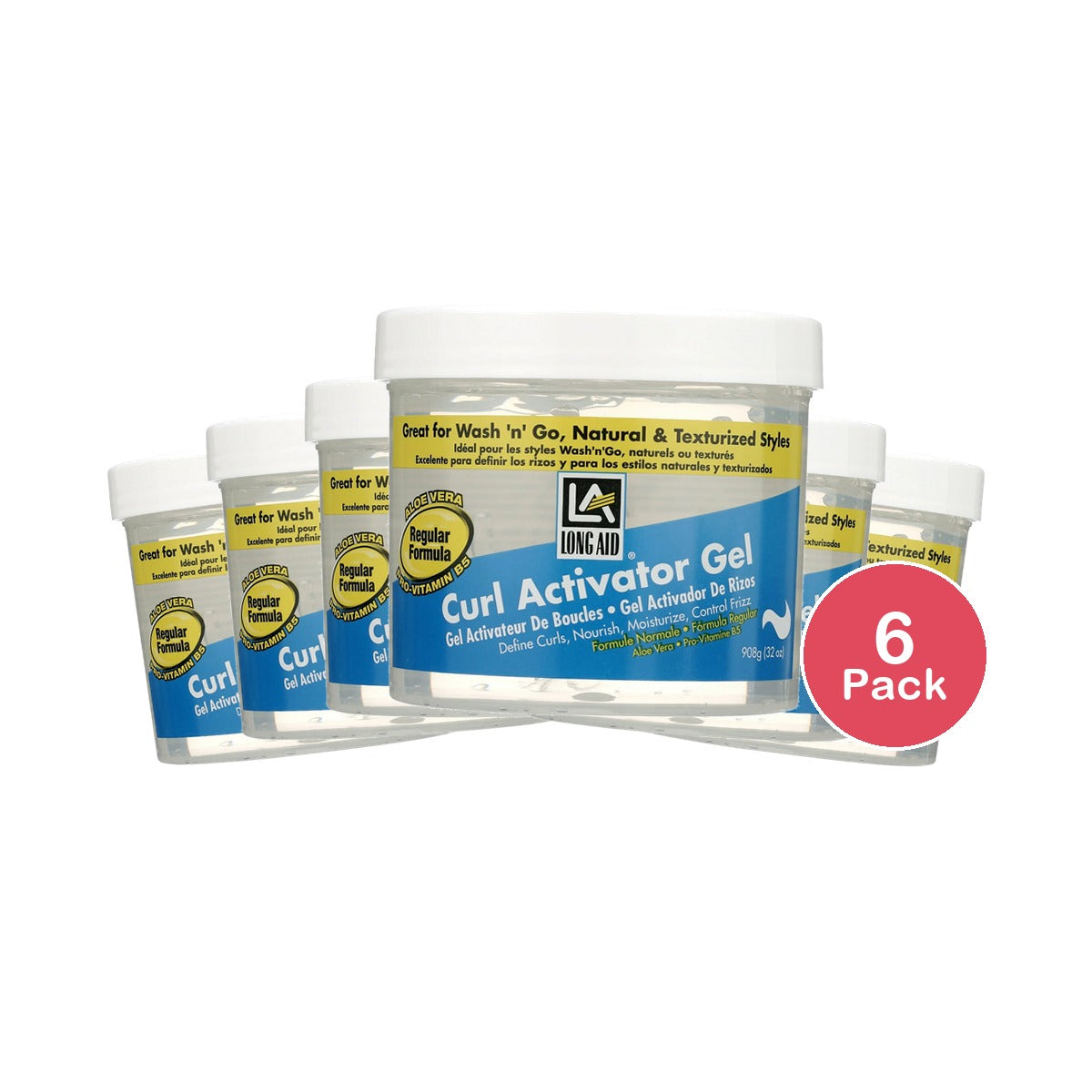 Long Aid Curl Activator Hair Styling Gel Regular 32oz. Moisturizing Unisex (Pack of 6)