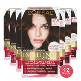 Loreal Excellence Triple Protection Hair Color Creme 4Ar Dark Chocolate BrownKit 10.4oz (Pack of 12)
