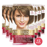 Loreal Excellence Triple Protection Hair Color Creme #6 Light Brown1 Ea 10.4oz (Pack of 12)