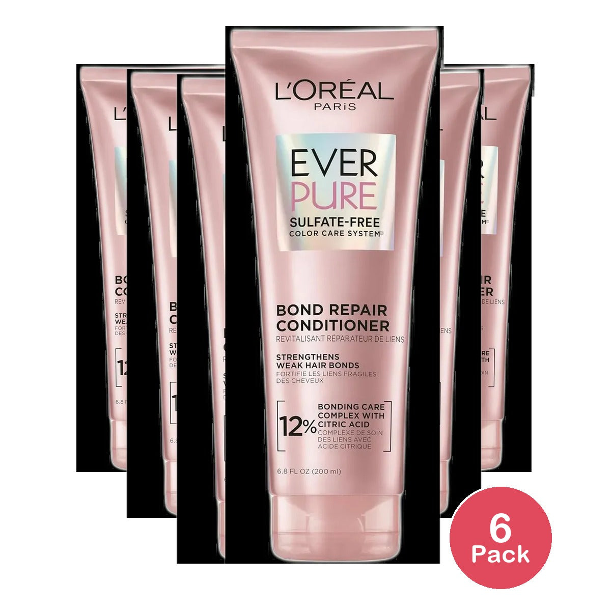 L'Oreal Pairs EverPure Bond Sulfate Free Strengthening Split End Repair Conditioner Damaged Hair 6.8 fl oz (Pack of 6)