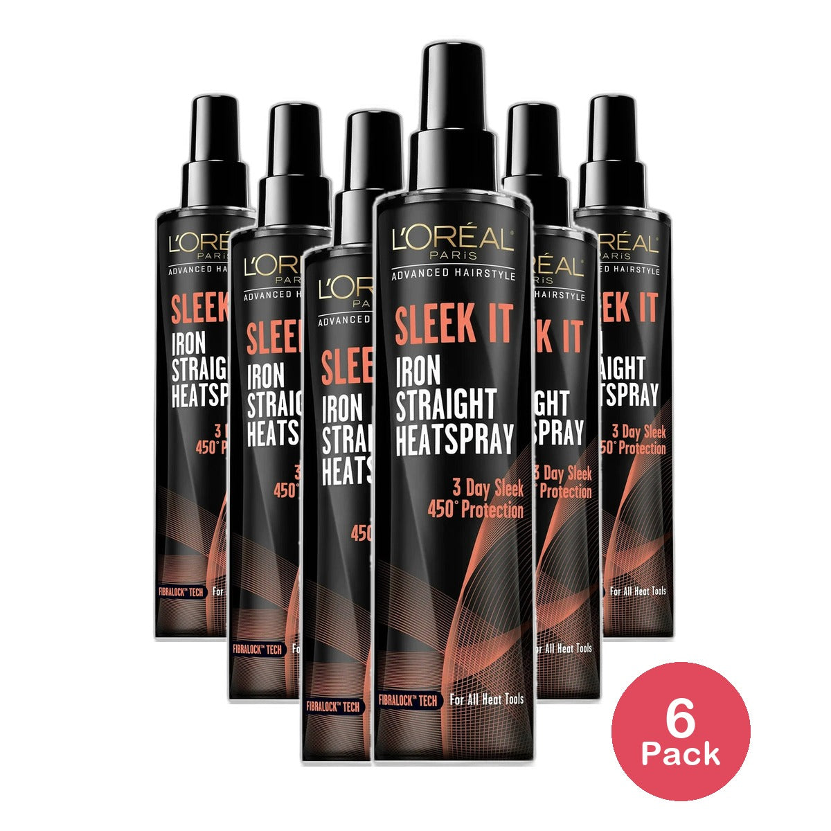 Loreal Paris Advanced Hair Style Sleek It Iron Straight Heat Hair Spray 5.7Oz (Pack of 6)
