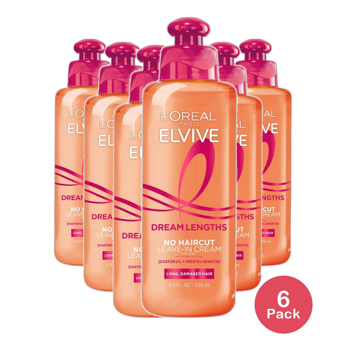 Loreal Paris Elvive Dream Lengths No Cut Cream 6.8Oz (Pack of 6)