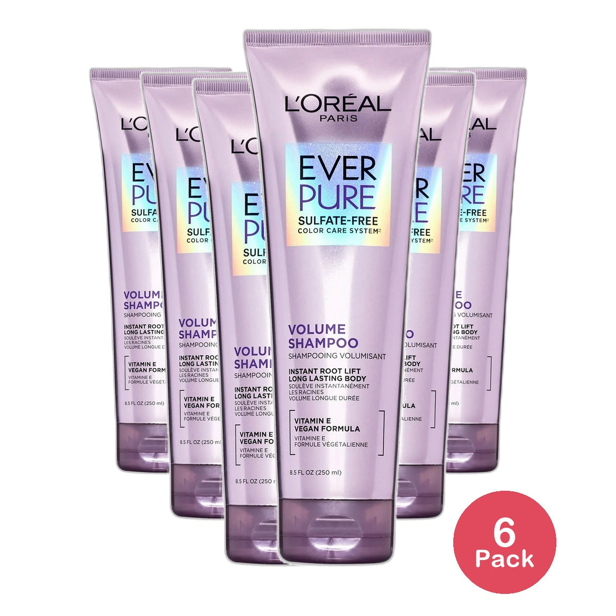 LOreal Paris EverPure Sulfate Free Volume Shampoo Lotus 8.5Oz (Pack of 6)