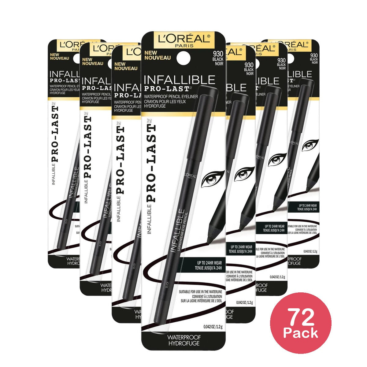 L'Oreal Paris Infallible Pro-Last Waterproof Eyeliner Black- 0.042 Oz (Pack Of 72)