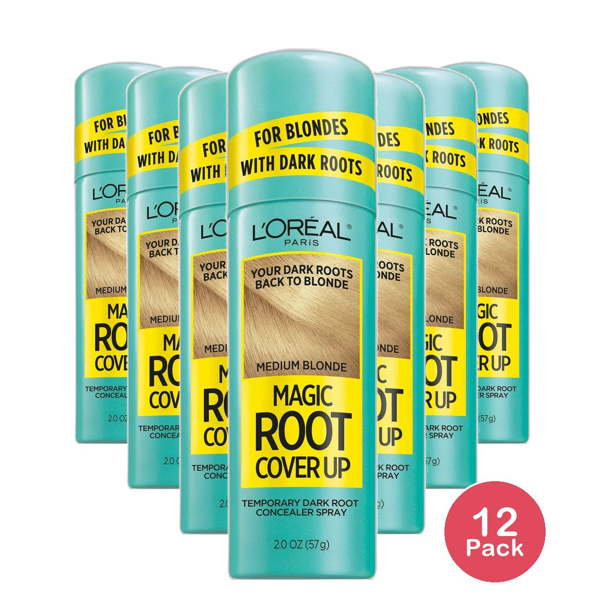 LOreal Paris Magic Root Cover Up Temporary Dark Root Concealer Spray Medium Blonde 2Oz (Pack of 12)