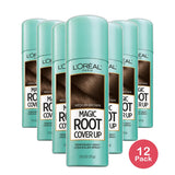 L'Oreal Paris Magic Root Cover Up Temporary Gray Concealer Spray Medium Brown 2Oz (Pack of 12)