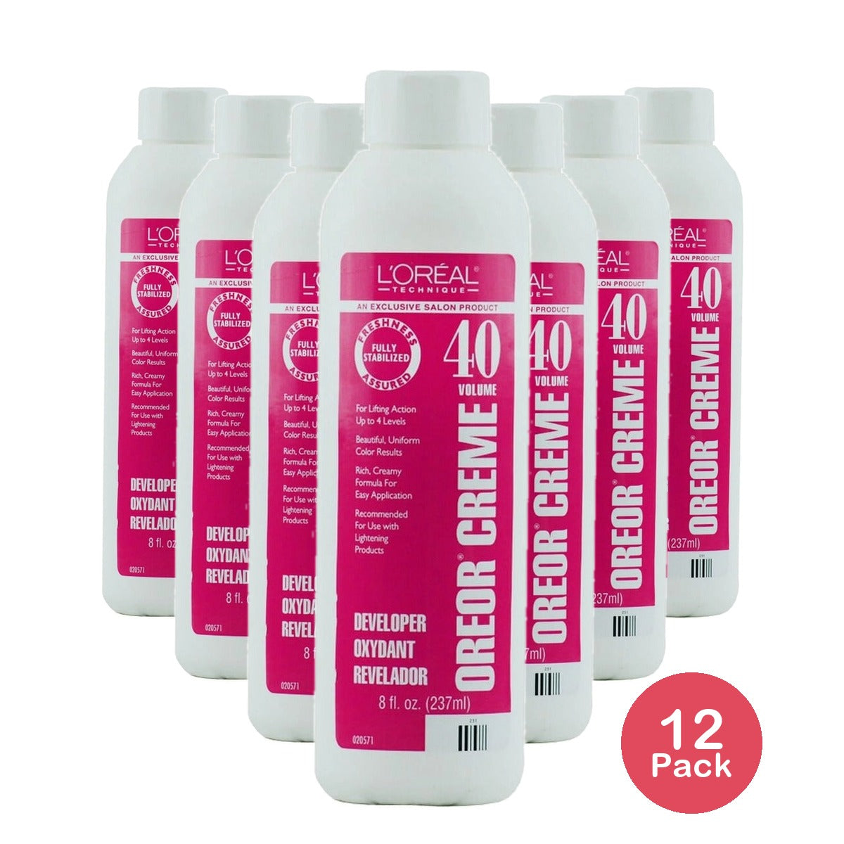 L'Oreal Paris Oreor Creme 40 Volume Developer 8 Oz (Pack of 12)