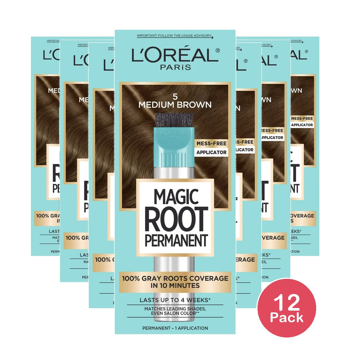 L'Oreal Paris Root Rescue Permanent Hair Color - Medium Brown 5 (Pack of 12)