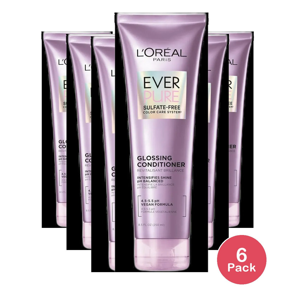 L'Oreal Paris Sulfate Free Glossing Conditioner Smooths 8.5 Ounce Squeeze (Pack of 6)