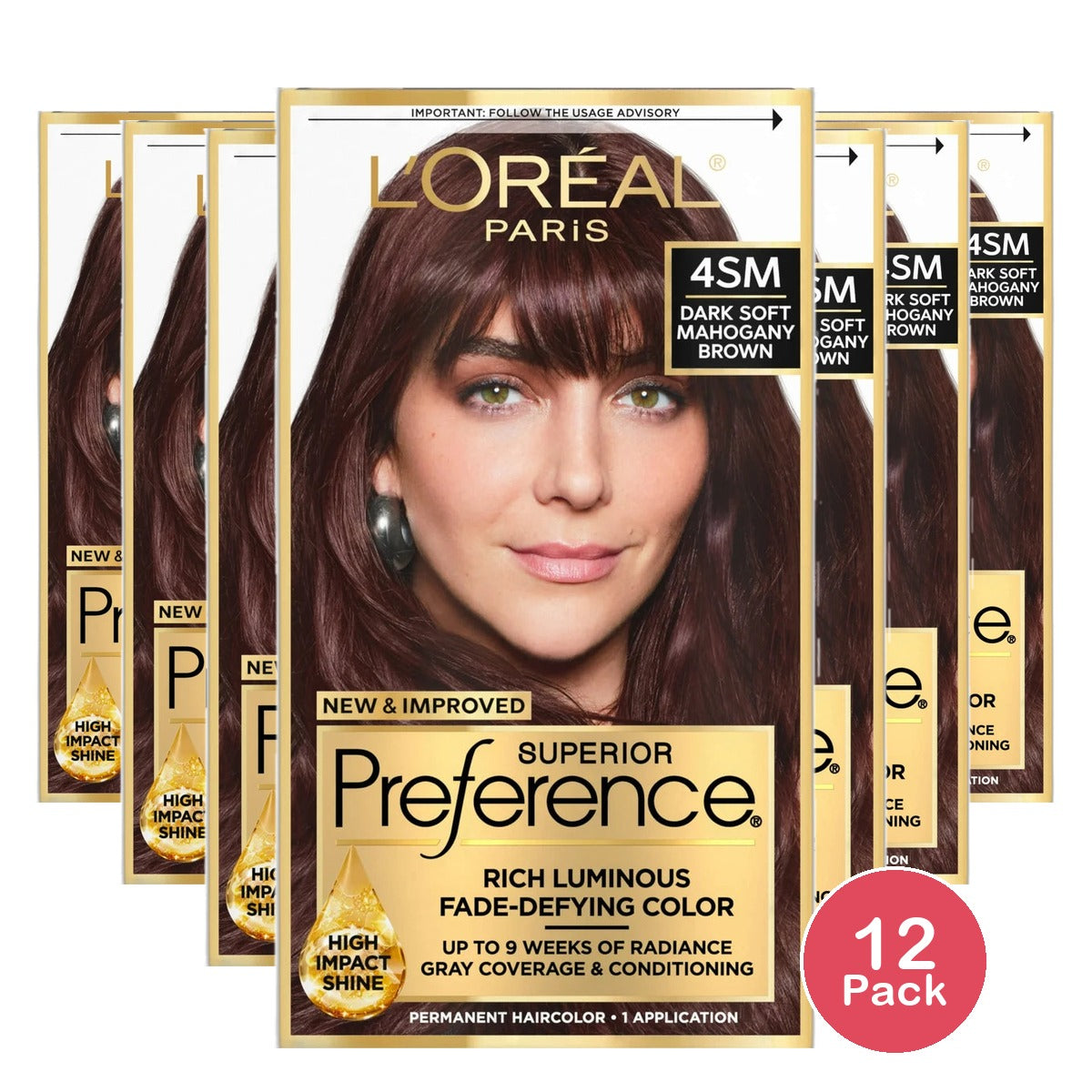 Loreal Paris Superior Preference Luminous Fade Defying Color 4Sm Dark Soft Mahogany Brown 8Oz (Pack Of 12)