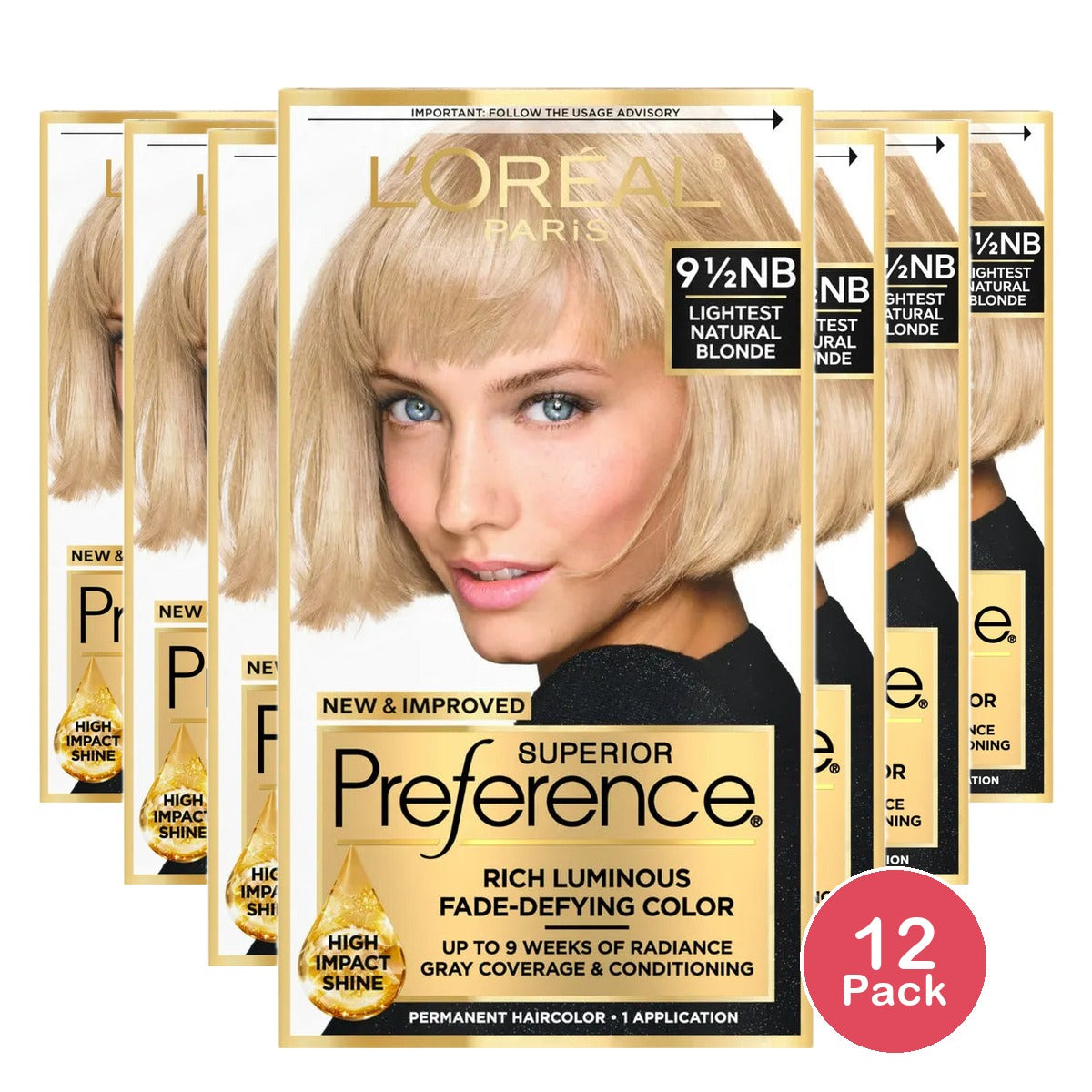 Loreal Superior Preference Hair Color 9.5Nb Lightest Natural Blonde1 Ea 3.2Oz (Pack of 12)