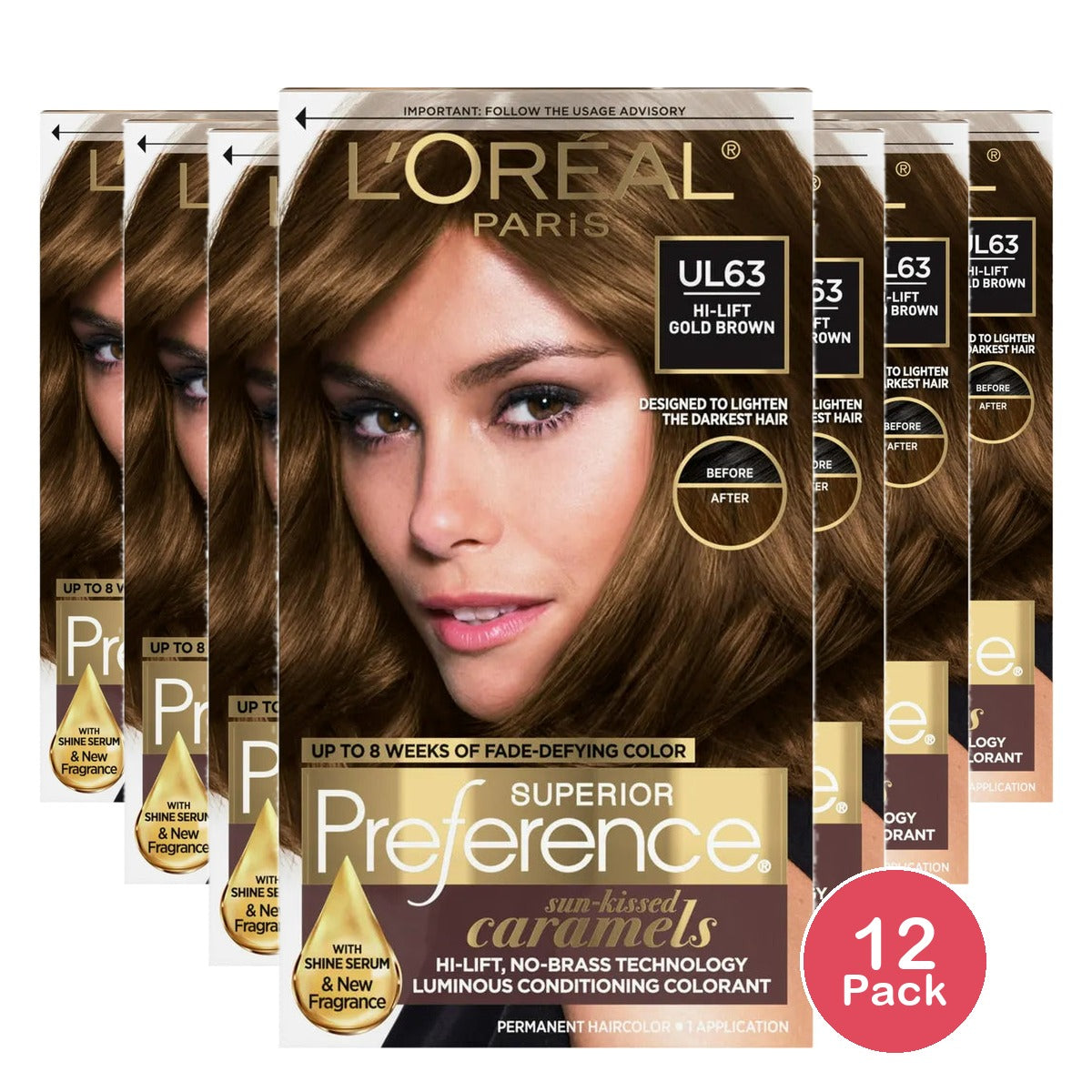 Loreal Superior Preference Sun-Kissed Caramels Hi-Lift Gold Brown Ul631 Application 18.4oz (Pack of 12)