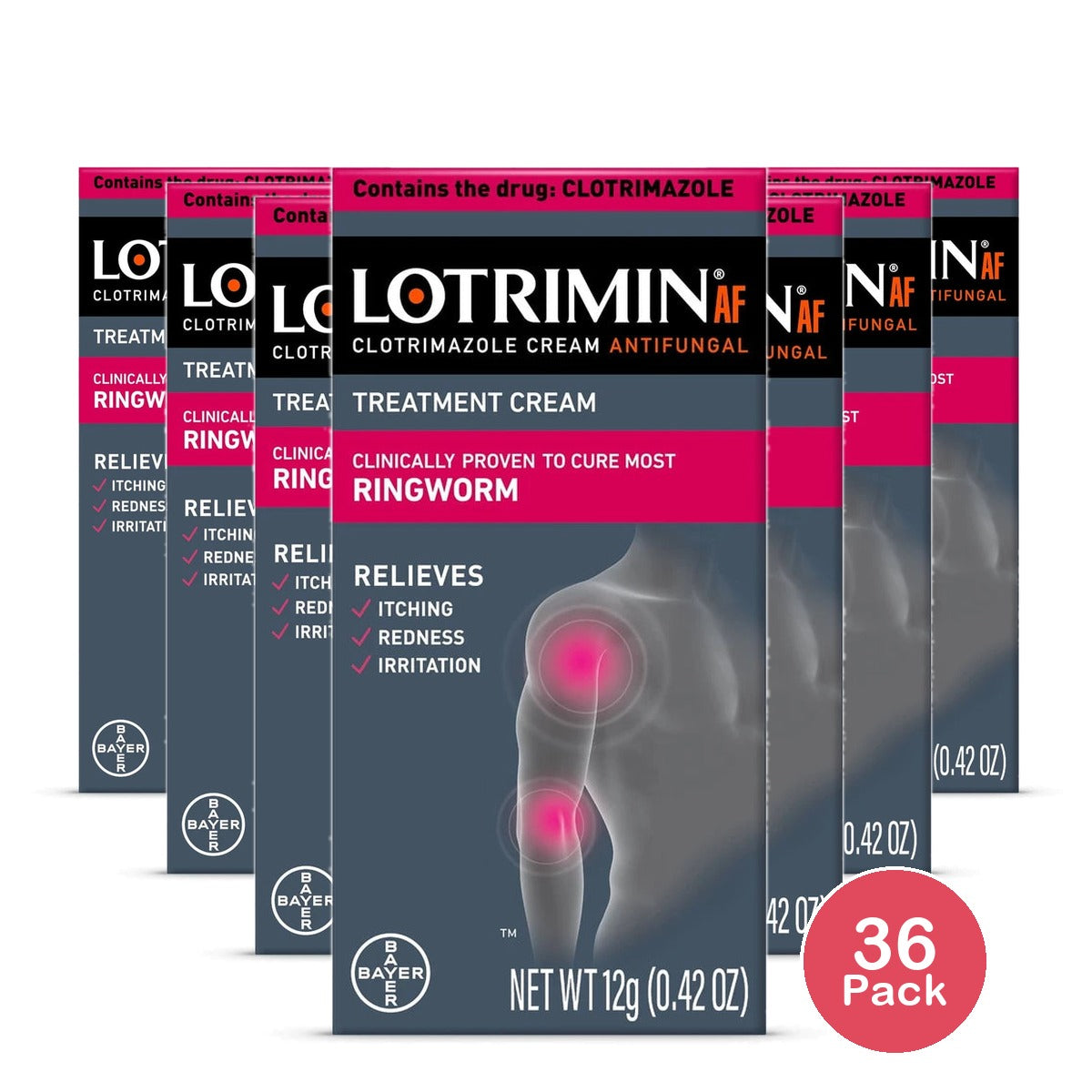 Lotrimin Antifungal Cream For Ringworm Care 0.42 Oz (Pack Of 36)
