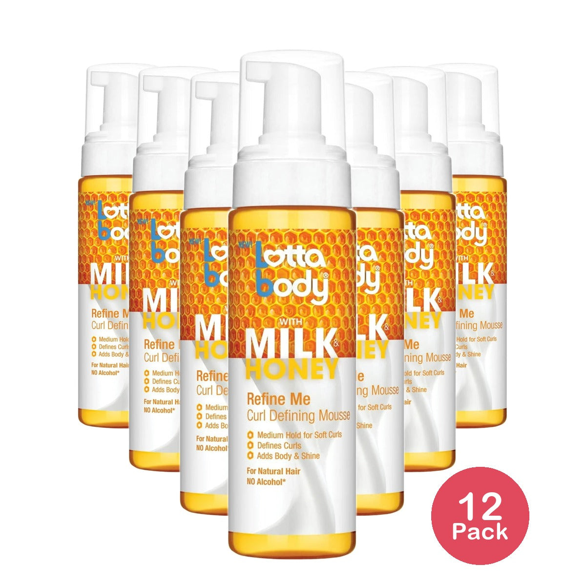 Lottabody Refine Me Curl Defining Mousse Milk and Honey 7oz (Pack of 12)