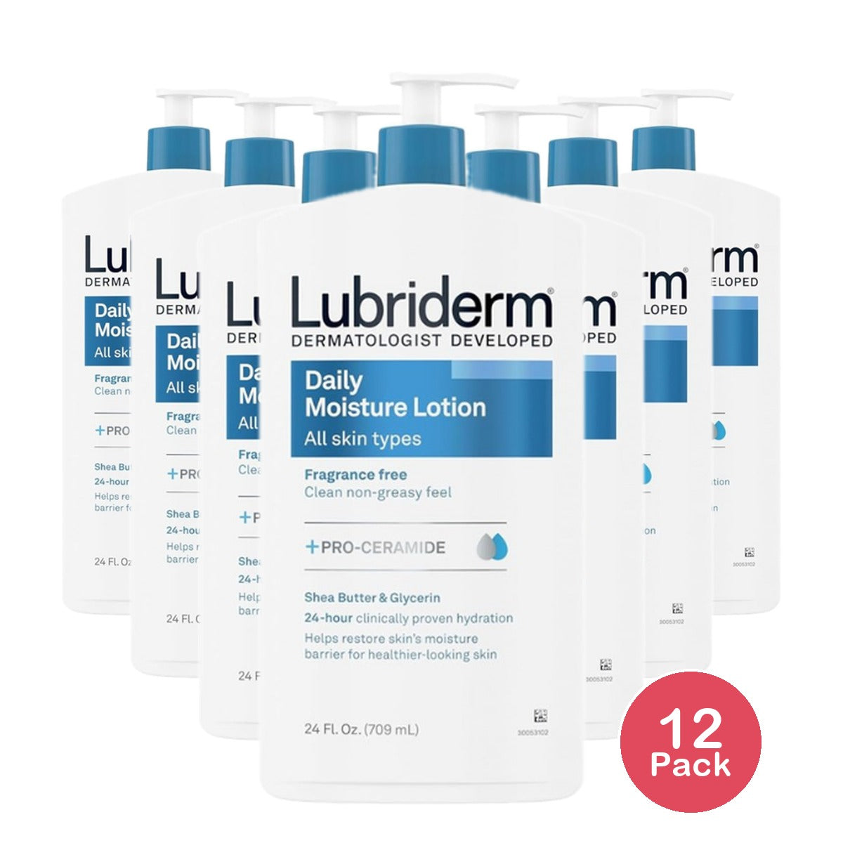 Lubriderm Daily Moisture Body Lotion Fragrance Free 24Oz (Pack of 12)