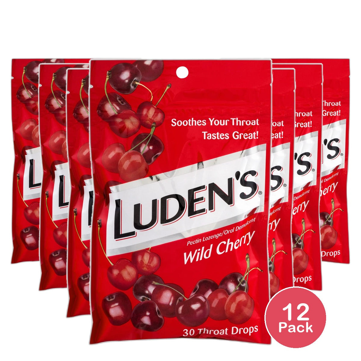 Ludens Great Tasting Throat Drops Wild Cherry 30 Drops/Bag 4oz (Pack of 12)