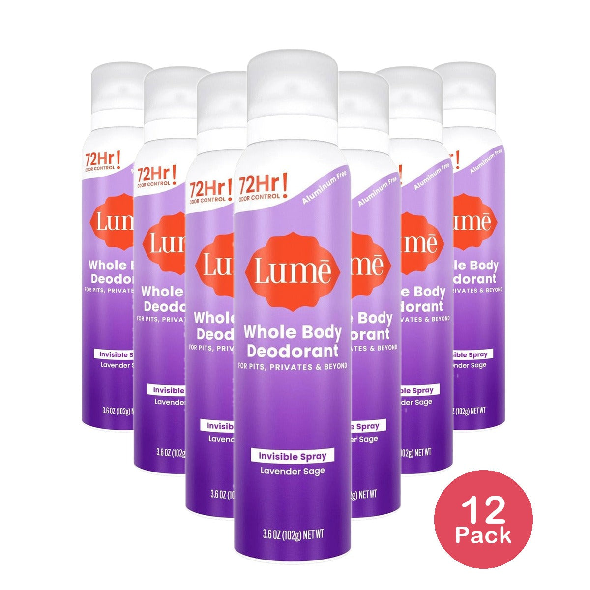 Lume Whole Body Deodorant Spray 3.6 Oz (Pack of 12)