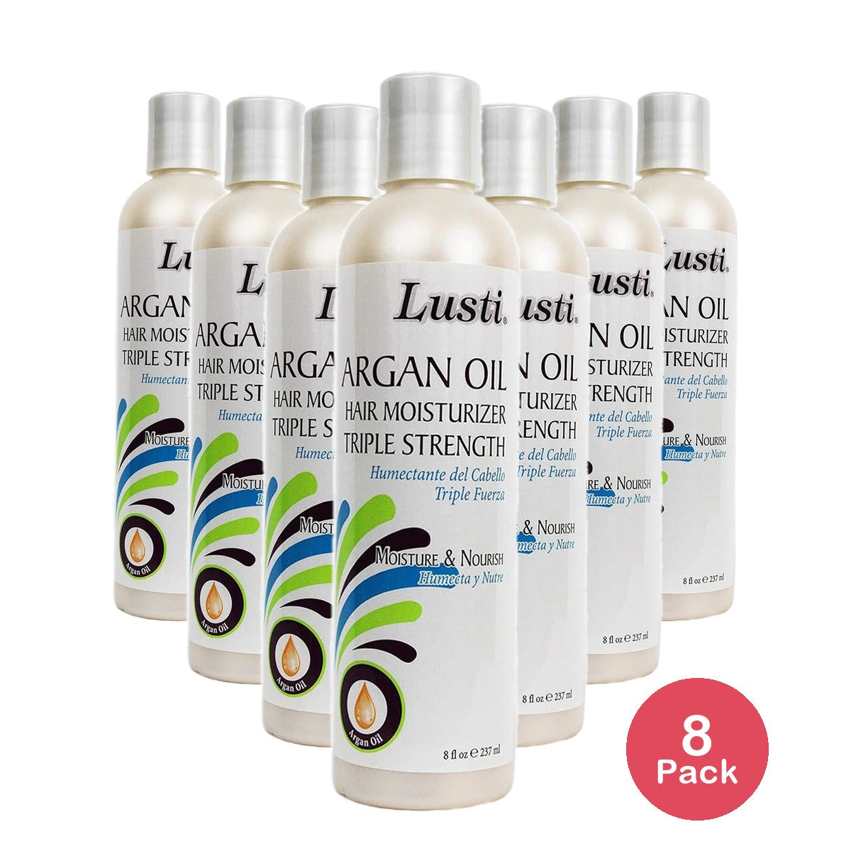 Lusti Argan Oil Hair Moisturizer Triple Strength 8 fl oz - Moisture & Nourish - 8 Fl. Oz (Pack of 8)