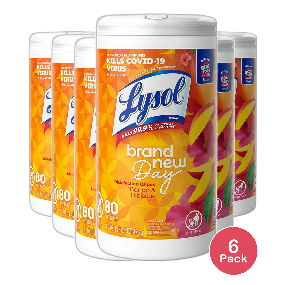 Lysol Disinfectant Antibacterial Cleaning Wipes 16.7oz (Pack of 6)