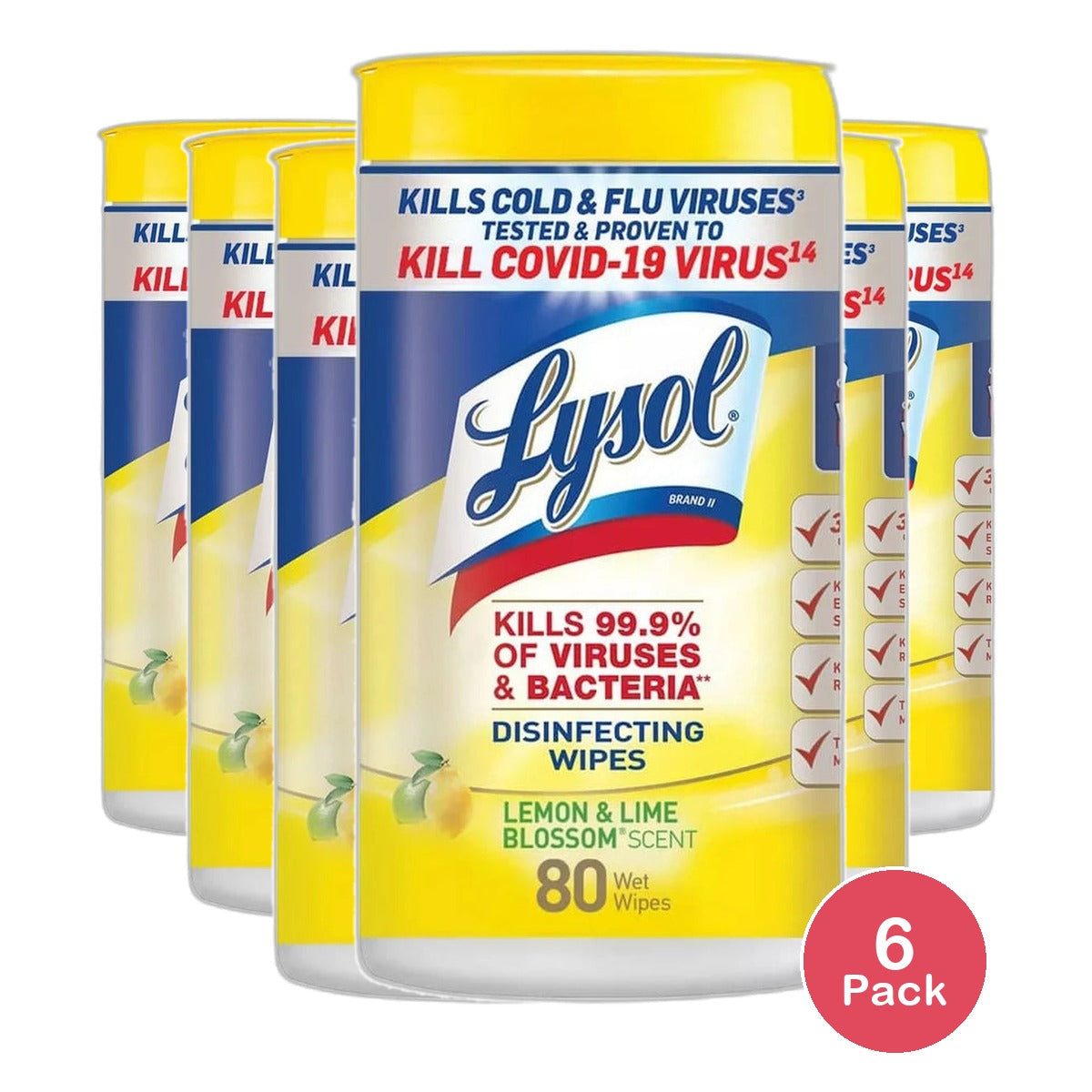 Lysol Disinfectant Wipes Lemon and Lime Blossom 10.50oz (Pack of 6)