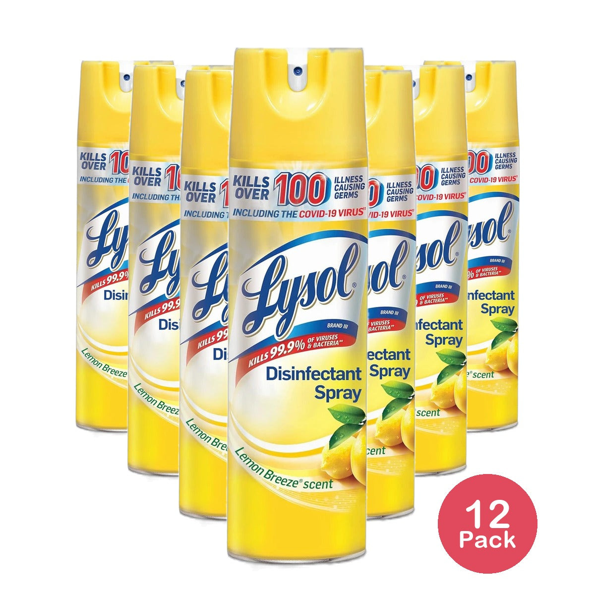 Lysol Lemon Breeze Scented Disinfectant Spray Kills Cold and Flu Viruses 12.5Oz (Pack of 12)