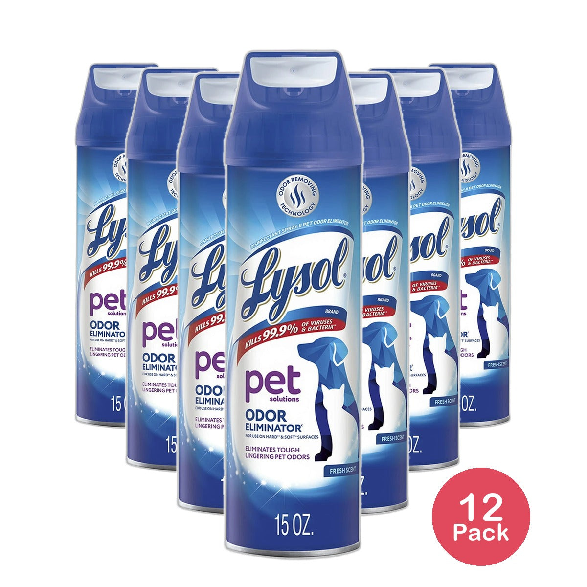Lysol Pet Solutions Odor Eliminator Fresh Scent 15Oz (Pack of 12)