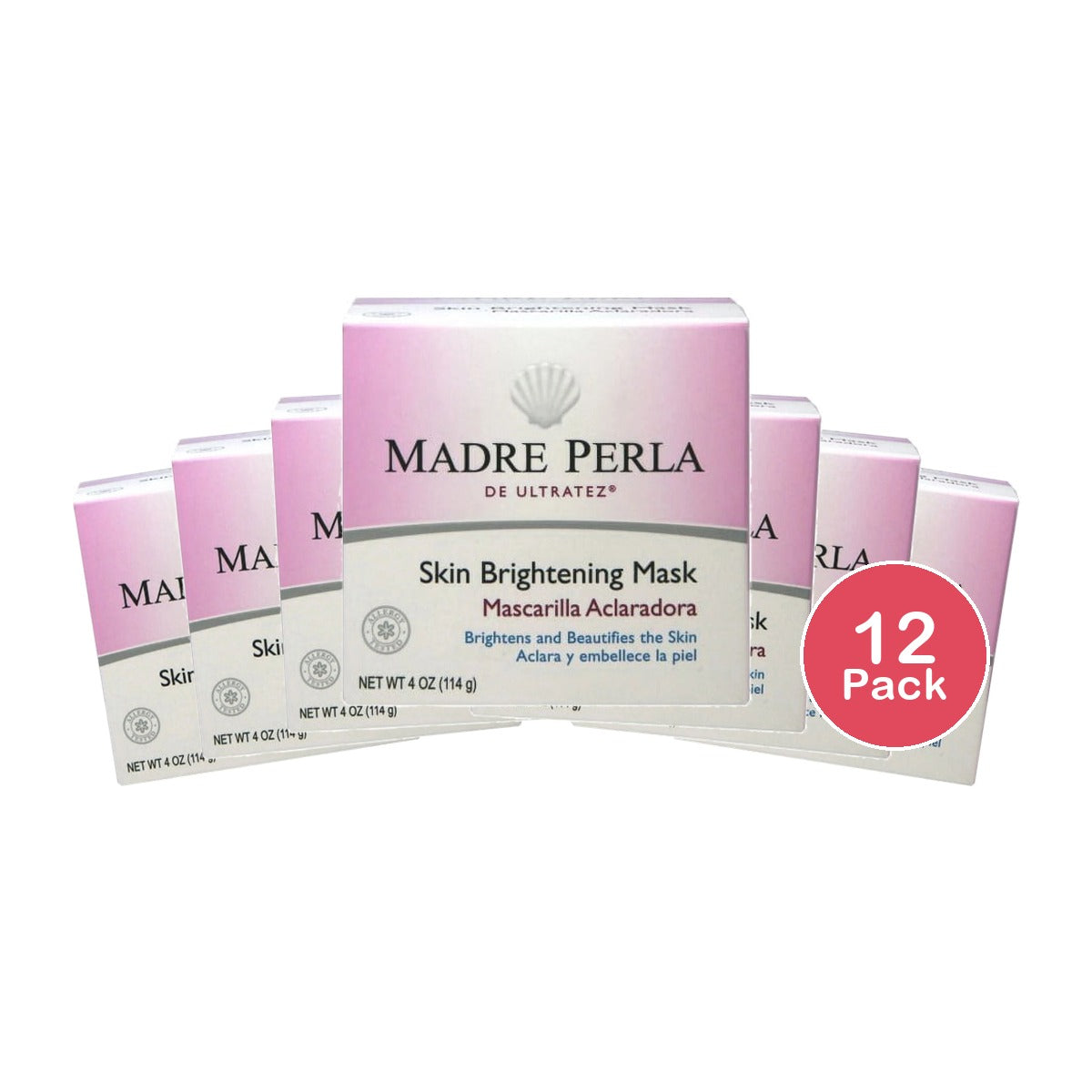 Madre Perla De Ultratez Skin Brightening Face Mask with Mother of Pearl Powder 4 Oz (Pack of 12)
